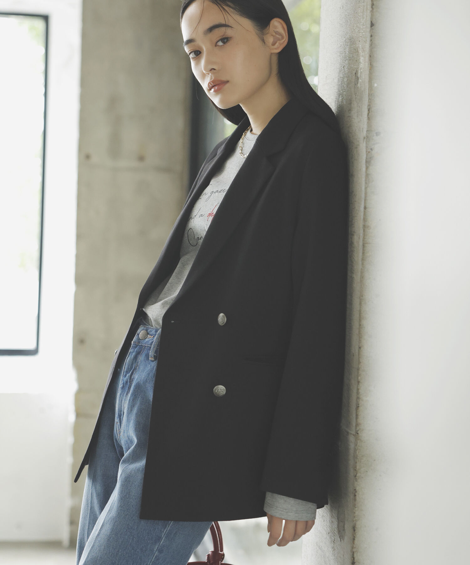 VIS「【美easy】ウーリッシュWブレストテーラードジャケット【洗える】」|テーラードジャケット|