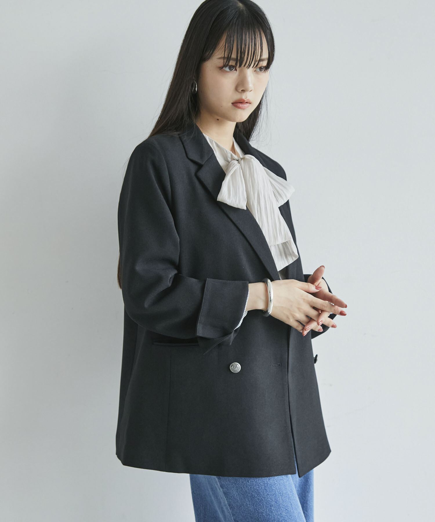 VIS「【美easy】ウーリッシュWブレストテーラードジャケット【洗える】」|テーラードジャケット|