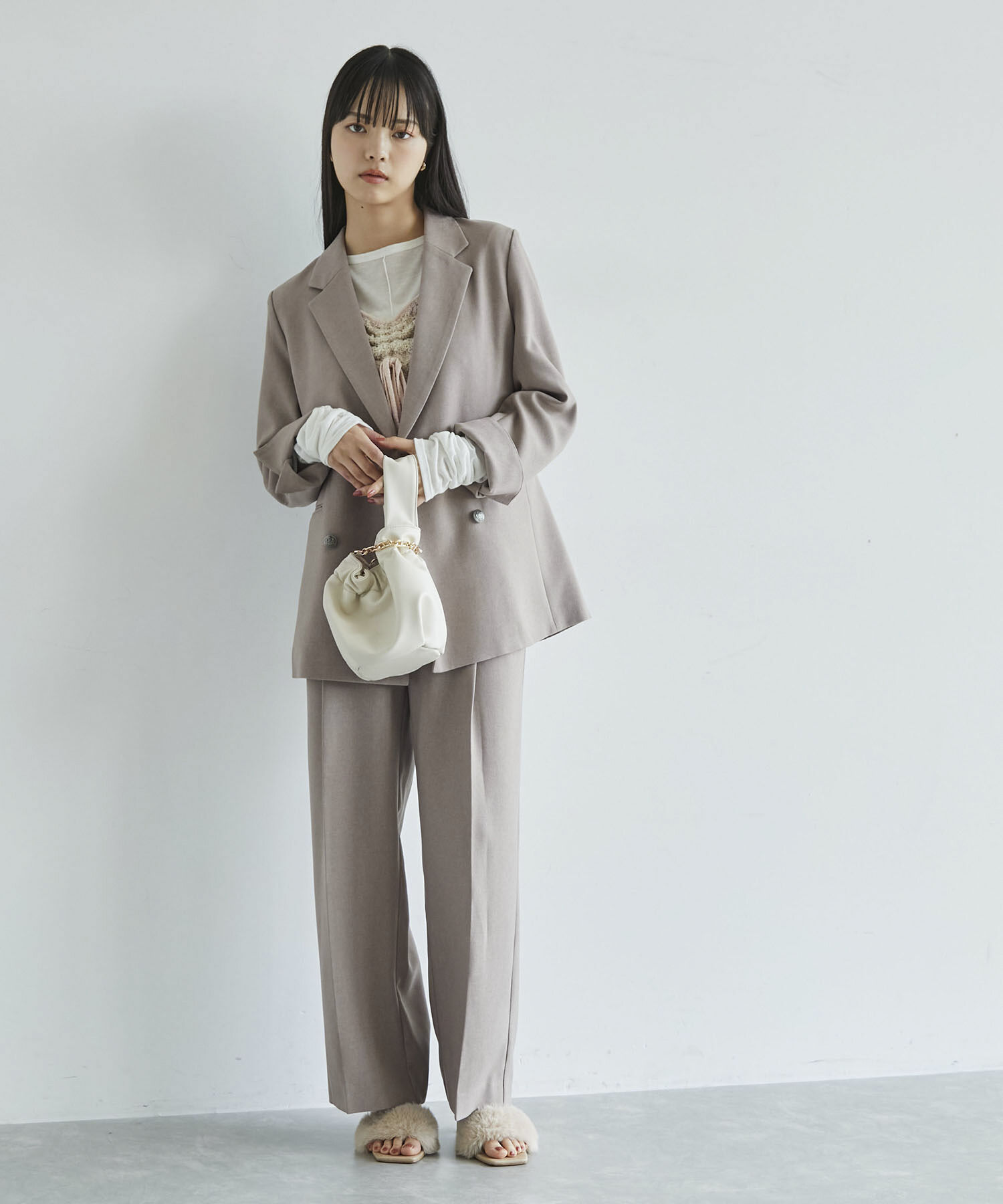 VIS「【美easy】ウーリッシュWブレストテーラードジャケット【洗える】」|テーラードジャケット|