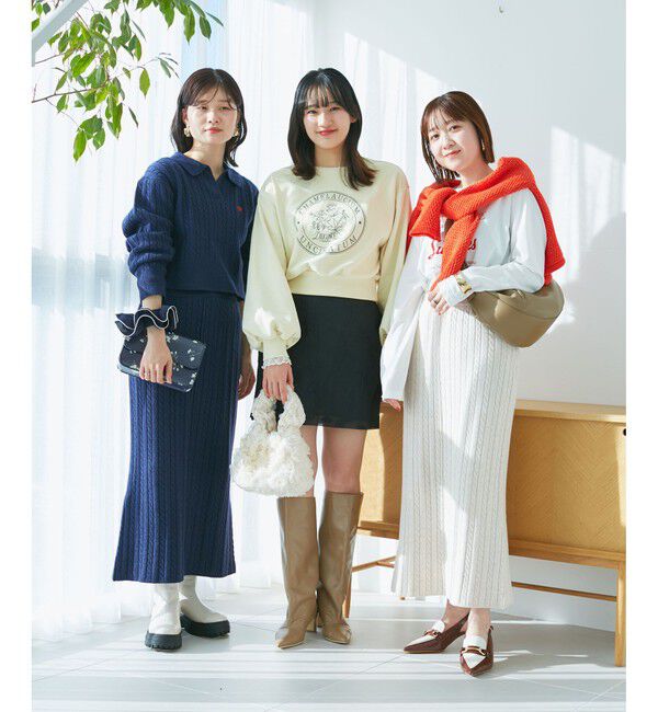 VIS「【DILIGENCE PARLOUR】VIS別注モデルローズ刺繍ポロケーブルニットスカート【セットアップ対応】」|スカート|