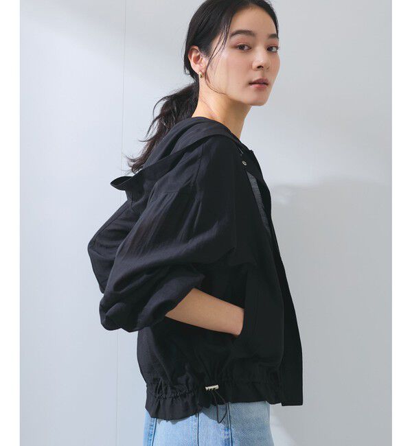 VIS「【追加】【WEB限定】シアーバックフリルフードブルゾン【洗える】」|ブルゾン・スタジャン|