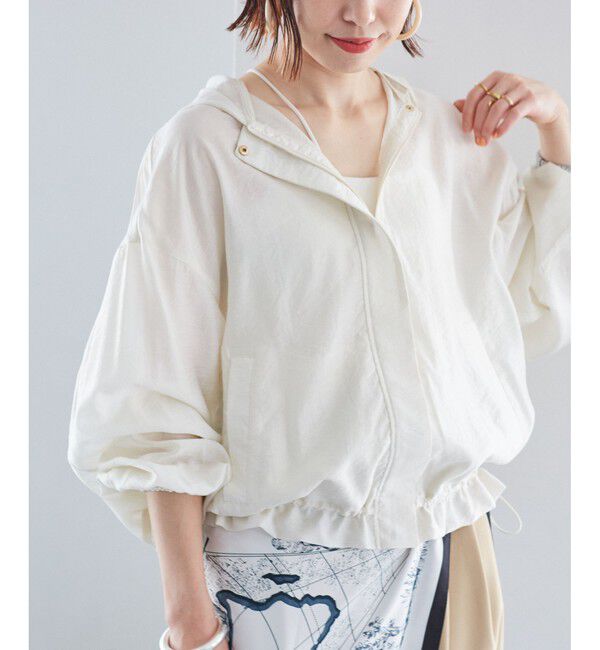 VIS「【追加】【WEB限定】シアーバックフリルフードブルゾン【洗える】」|ブルゾン・スタジャン|