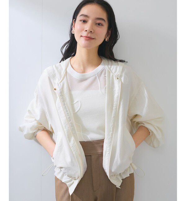 VIS「【追加】【WEB限定】シアーバックフリルフードブルゾン【洗える】」|ブルゾン・スタジャン|