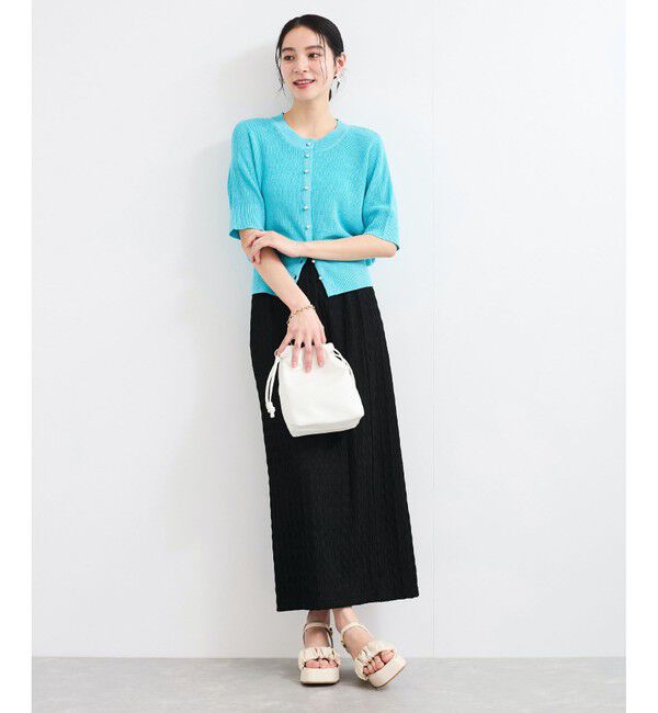 VIS「【WEB限定】多釦ハーフスリーブサマーニットカーディガン」|カーディガン|