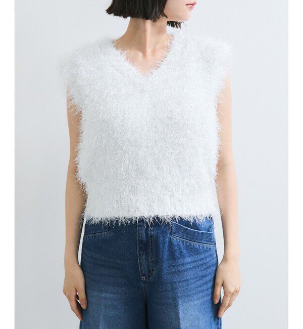VIS「【WEB限定サイズ:MT/着丈が選べる】【洗える】フェザーヤーンニットベスト」|ニット・セーター|