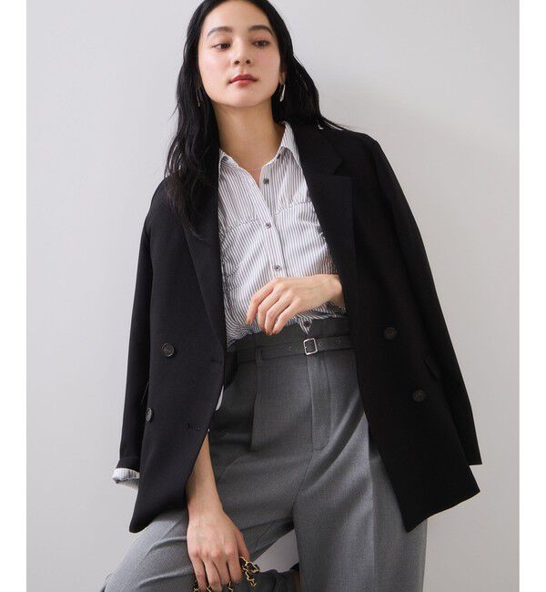 VIS「【美easy】ウーリッシュダブルブレストテーラードジャケット【セットアップ対応/洗える】」|テーラードジャケット|