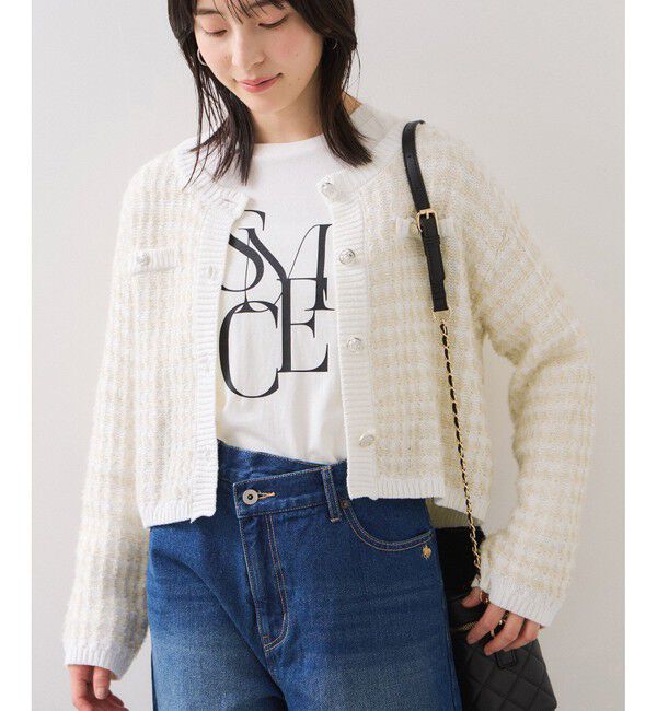 VIS「ファンシーツイードメタルボタンカーディガン」|カーディガン|オフホワイト(15)