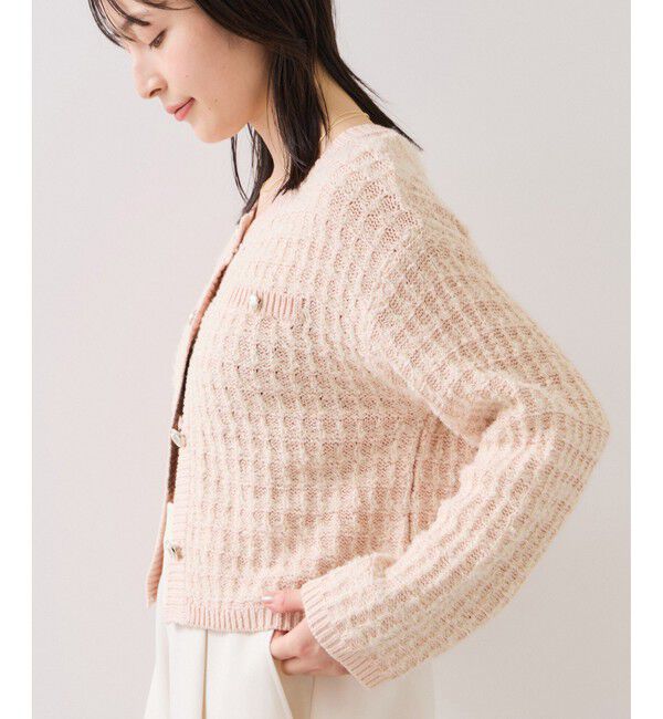 VIS「ファンシーツイードメタルボタンカーディガン」|カーディガン|