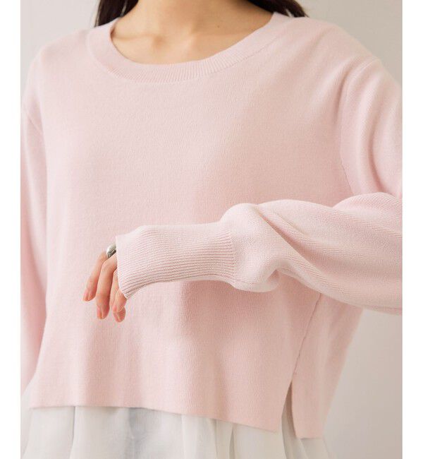 VIS「ペプラムオーガンジードッキングニットプルオーバー」|ニット・セーター|