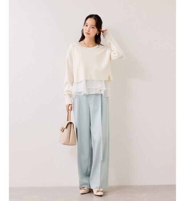 VIS「ペプラムオーガンジードッキングニットプルオーバー」|ニット・セーター|