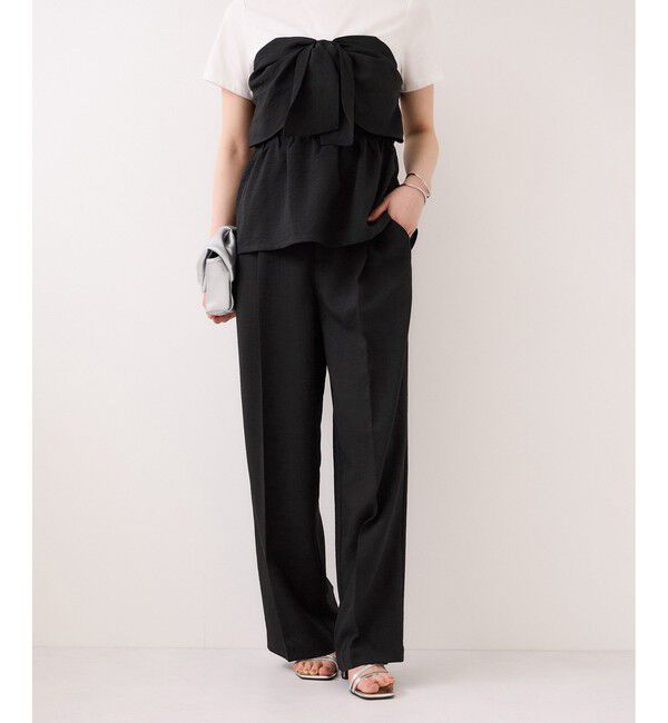 VIS「美easyリネンライクワイドパンツ/イージーケア・接触冷感・セットアップ対応」|チノ|