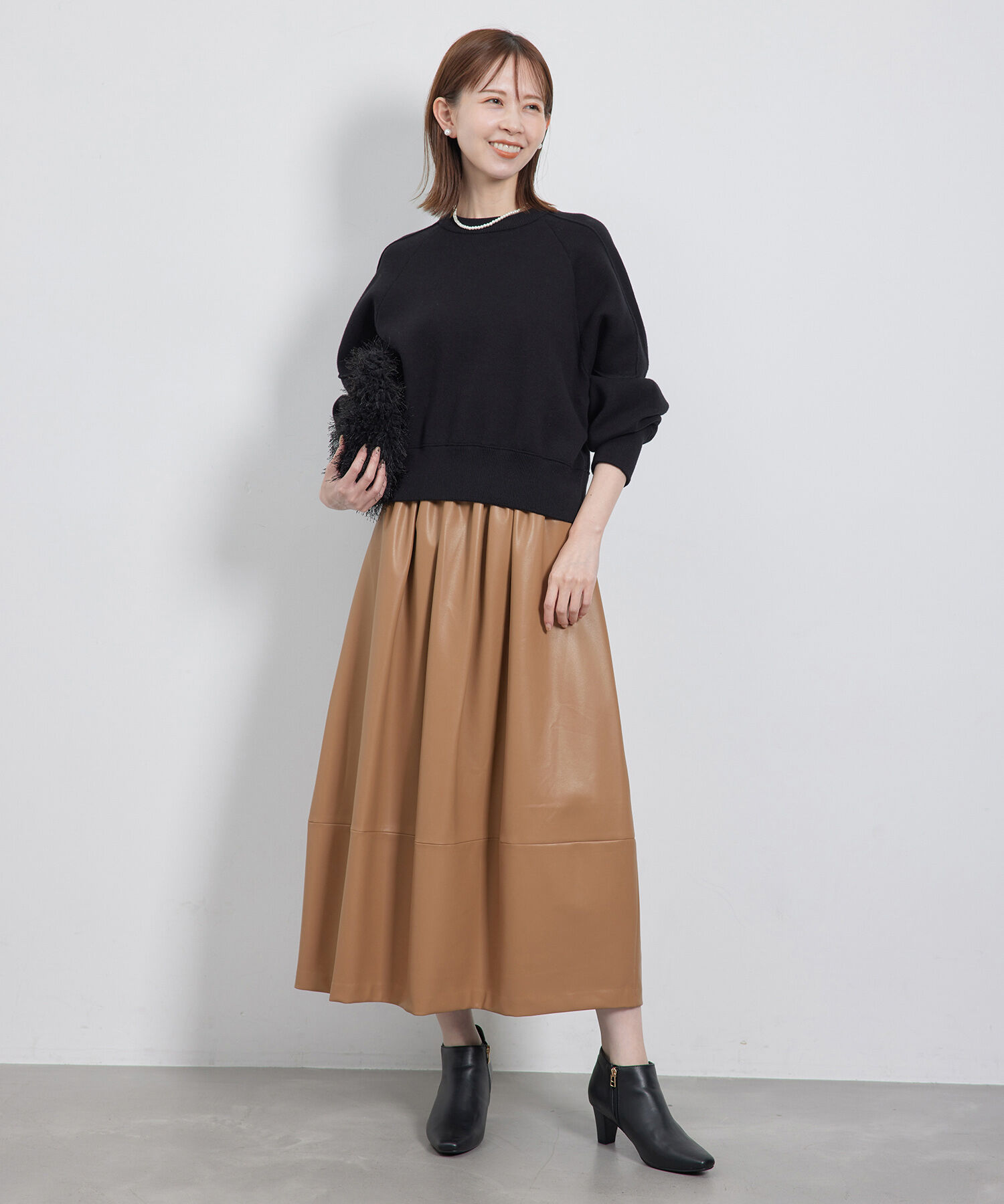 Rope&rsquo;Picnic「【emur/エミュール】シンセティックレザーコクーンスカート」|スカート|