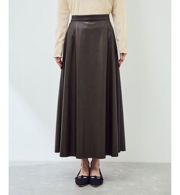 Rope&rsquo;Picnic「シンセティックレザーフレアロングスカート」|スカート|