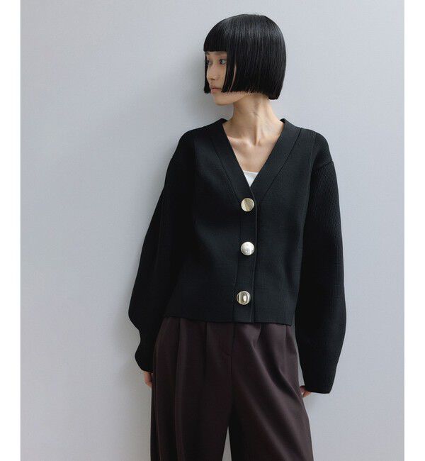 ADAM ET ROPE'「【WEB限定】・【サステナブル】セレクトネックウェーブボタンカーディガン」|カーディガン|