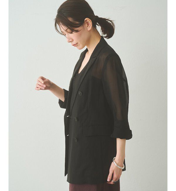 Drawing Numbers「【Drawing Numbers】コットンオーガンジーダブルジャケット」|テーラードジャケット|