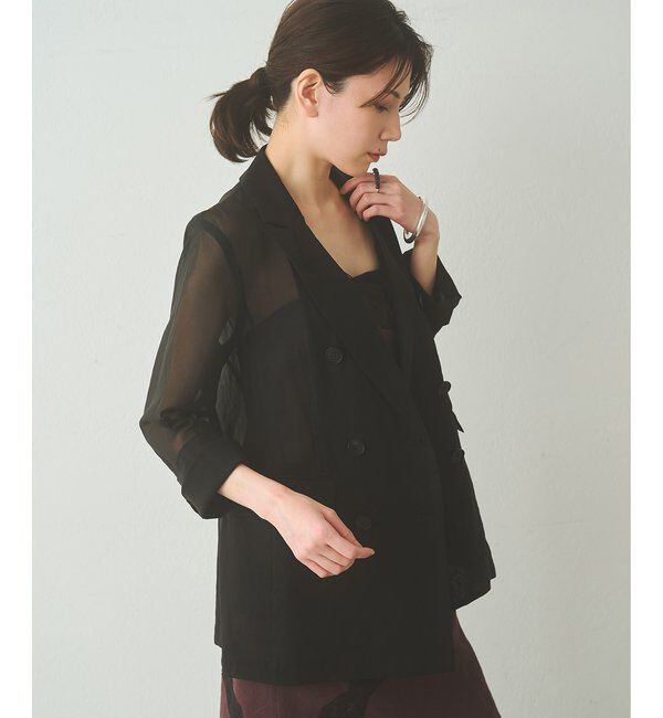 Drawing Numbers「【Drawing Numbers】コットンオーガンジーダブルジャケット」|テーラードジャケット|