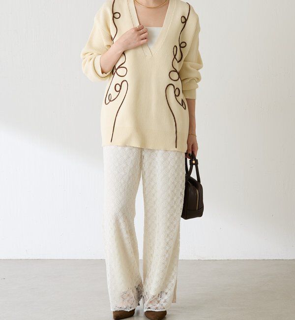  「レースワイドパンツ」|チノ|