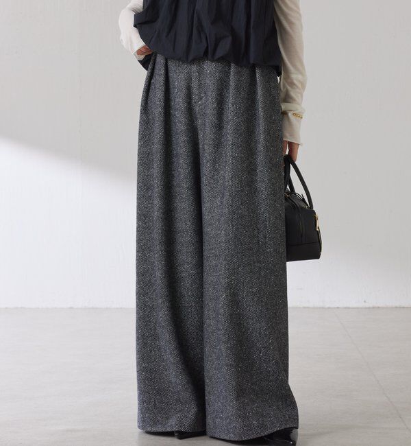  「ツイードタックワイドパンツ」|チノ|