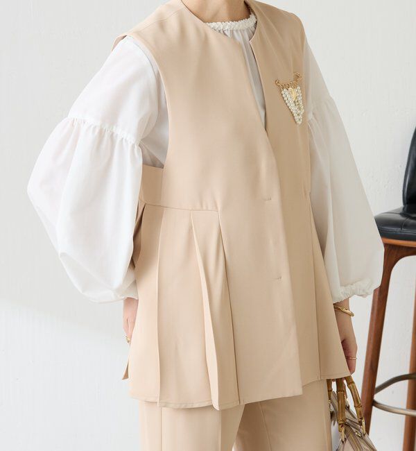  「【お尻周りカバー】ツイルプリーツジレ/セットアップ/セレモニー」|ベスト・ジレ|