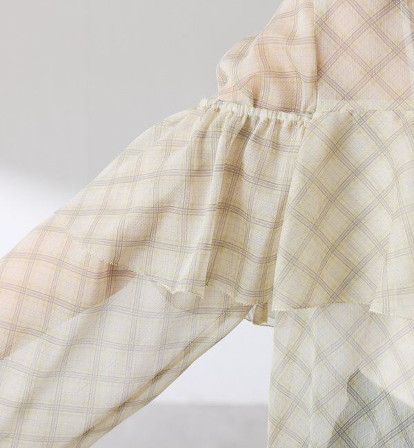  「チェックシフォンラッフルブラウス」|シャツ・ブラウス|