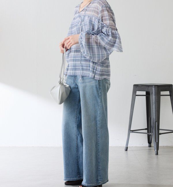  「チェックシフォンラッフルブラウス」|シャツ・ブラウス|