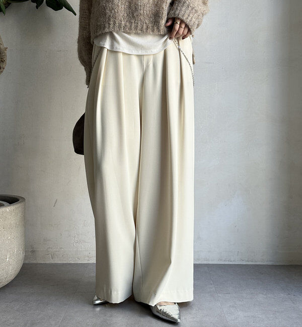  「【累計販売数3万枚突破/23色4サイズ展開！】タックワイドパンツ」|チノ|