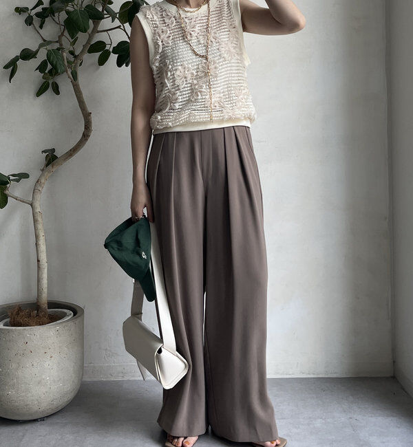  「【累計販売数3万枚突破/23色4サイズ展開！】タックワイドパンツ」|チノ|