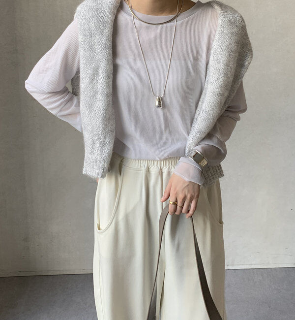  「【柔らかい着心地】袖シアーリブTEE」|Tシャツ・カットソー|