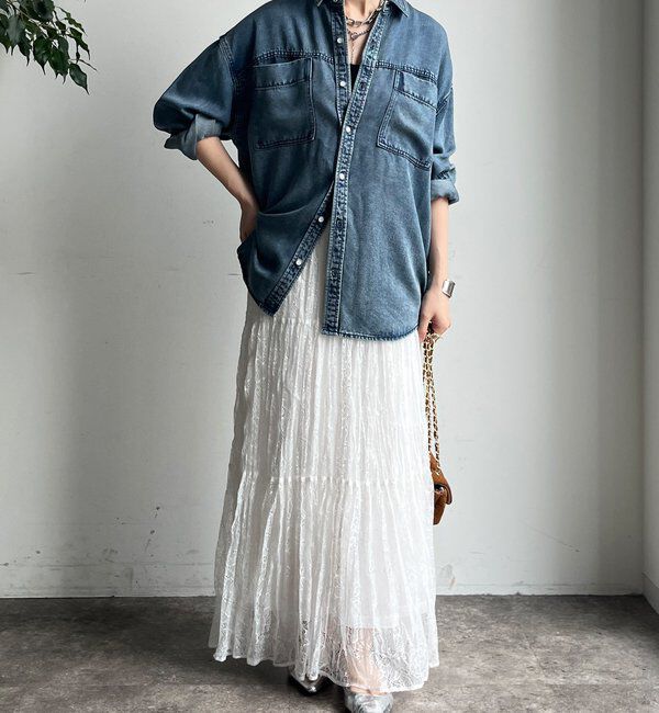  「レースワッシャースカート」|スカート|