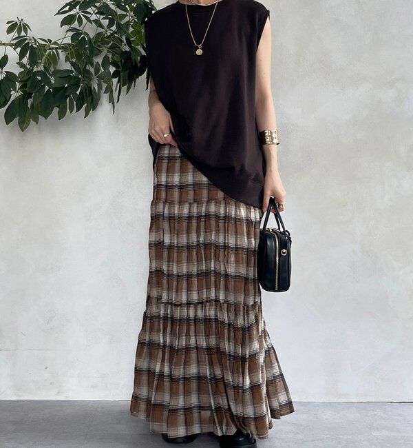  「チェックワッシャースカート」|スカート|