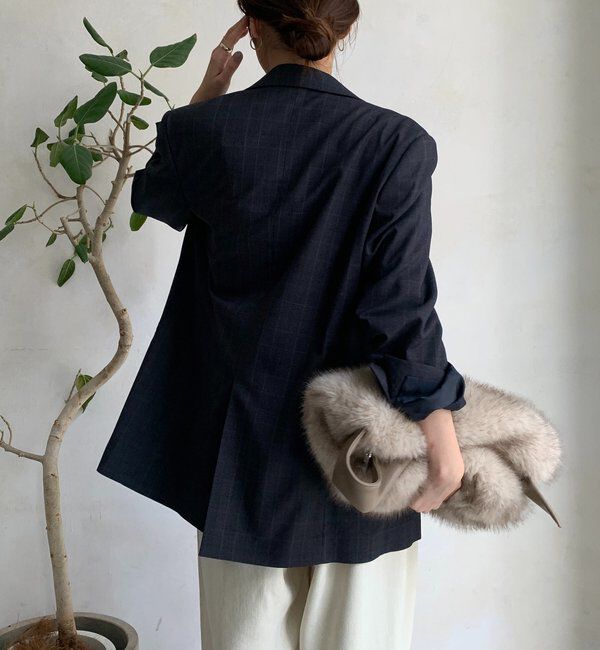  「肩パッドチェックダブルジャケット」|テーラードジャケット|