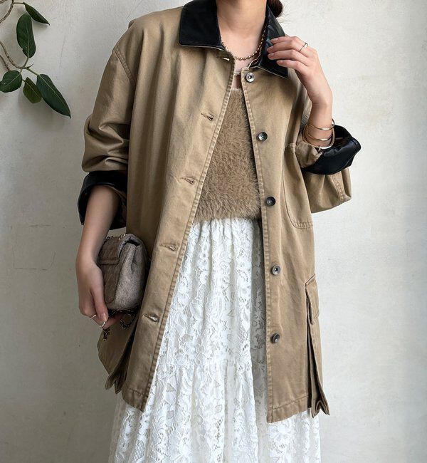  「レザーカラーカバーオールジャケット」|ブルゾン・スタジャン|