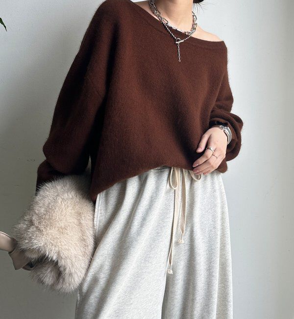  「ファーウールボートネックプルオーバー」|ニット・セーター|