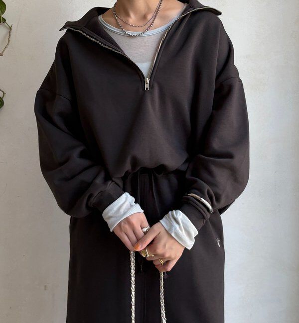  「裏起毛ドロストハーフジッププルオーバー」|Tシャツ・カットソー|