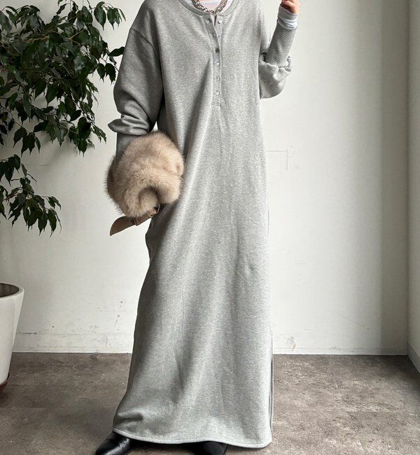  「裏毛裏起毛ヘンリーネックワンピース」|ワンピース|