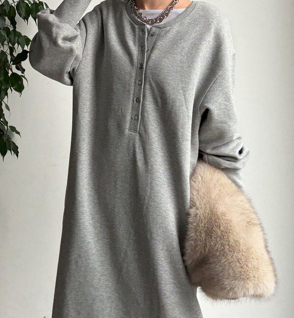  「裏毛裏起毛ヘンリーネックワンピース」|ワンピース|