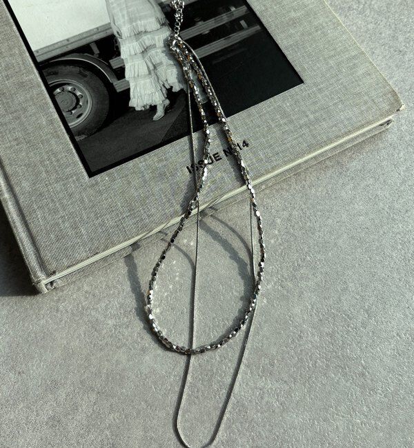  「メタルビーズチェーンレイヤードネックレス」|ネックレス|