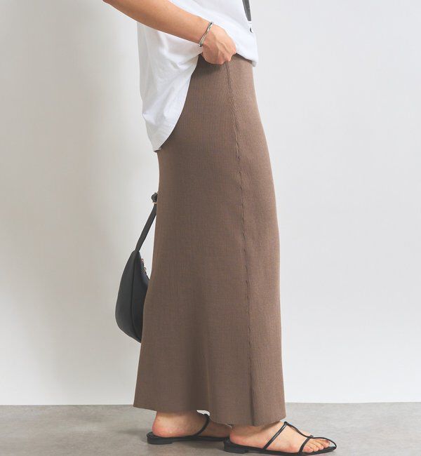  「【美シルエット】コットンリブニットスカート」|スカート|