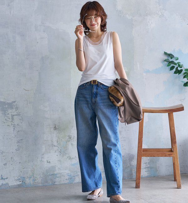  「【抜け感】チュールコンビタンク」|キャミソール|