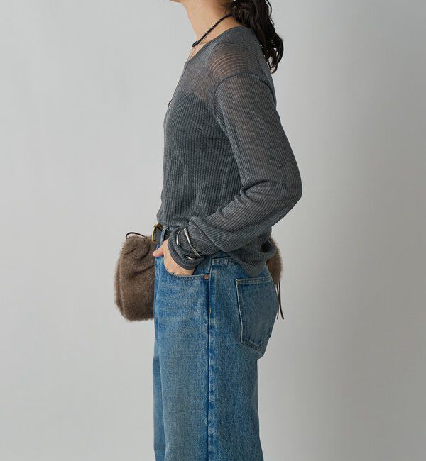  「【抜け感◎】シアーUネックニット」|ニット・セーター|