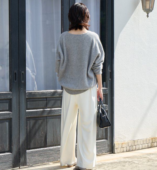  「【抜け感シルエット】ヘアリーウール片畦Vネックニット」|ニット・セーター|