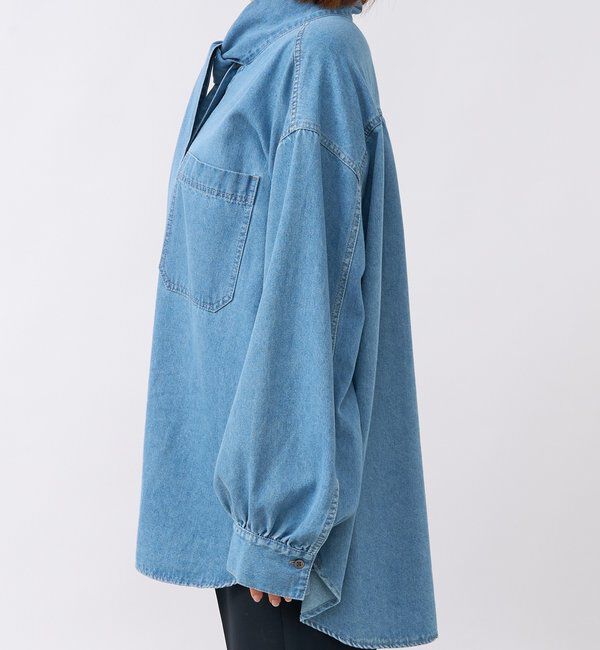  「【新色追加/抜け感】デニムボウタイシャツ」|シャツ・ブラウス|