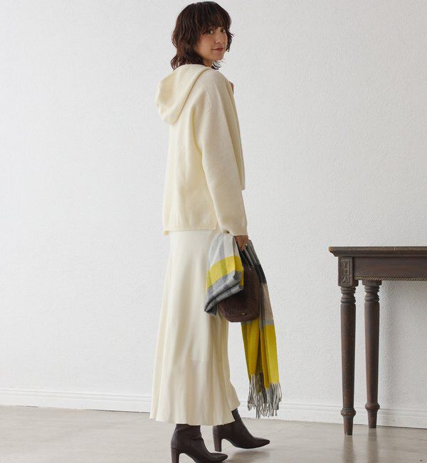  「【フードがアクセントに】ウール100ホールガーメントフーディ」|ニット・セーター|