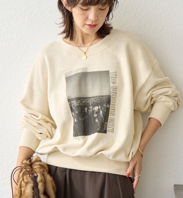  「【大人カジュアルに】2wayPhotoスウェット」|Tシャツ・カットソー|エクリュ