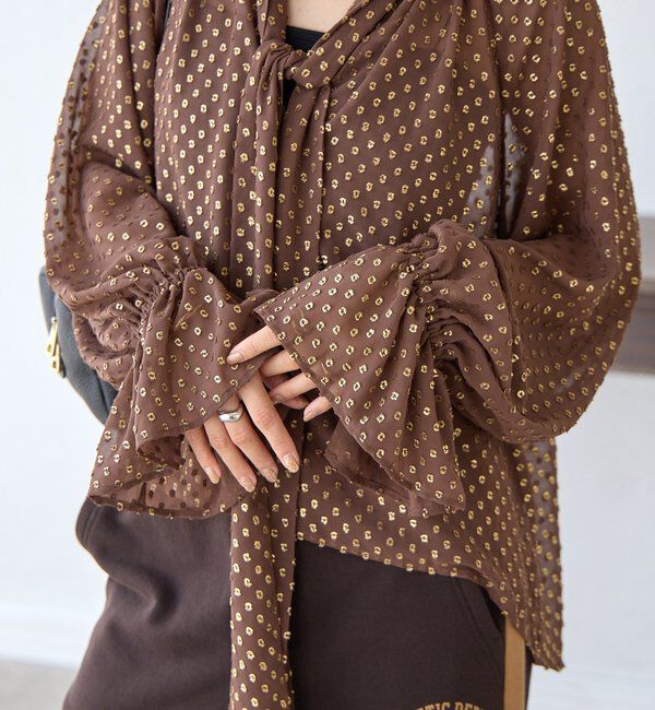  「【上品に華やぐ】フォイルドットボウタイブラウス」|シャツ・ブラウス|