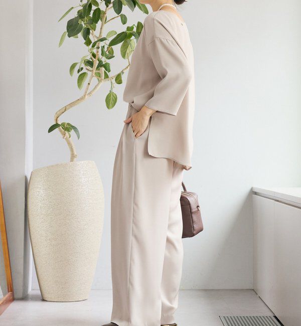  「【セットアップ対応可】ダブルサテンハーフスリーブブラウス」|シャツ・ブラウス|