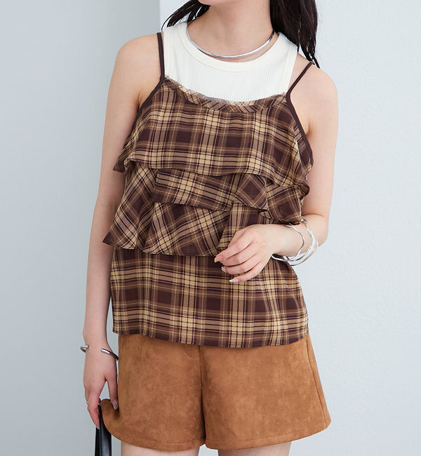 「チェックフリルキャミ」|シャツ・ブラウス|