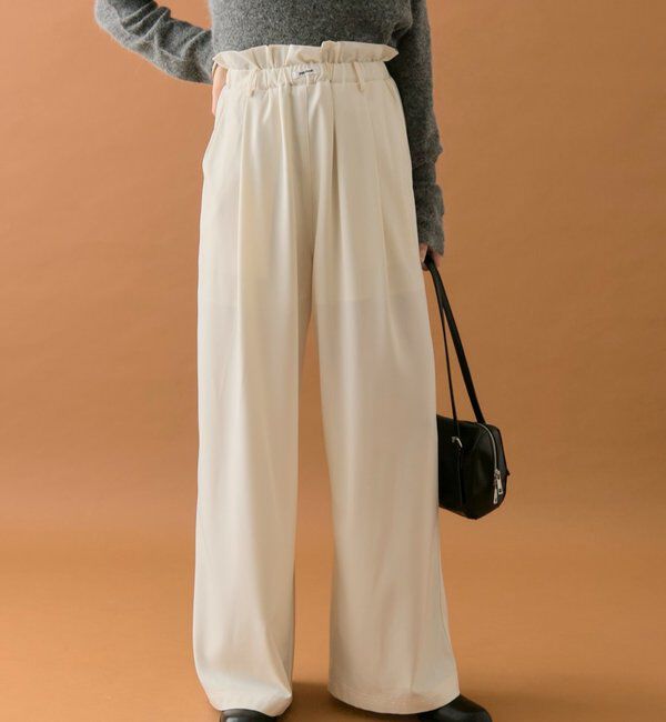  「【オールシーズン対応/WEB限定アイボリー】フリルイージーパンツ」|チノ|
