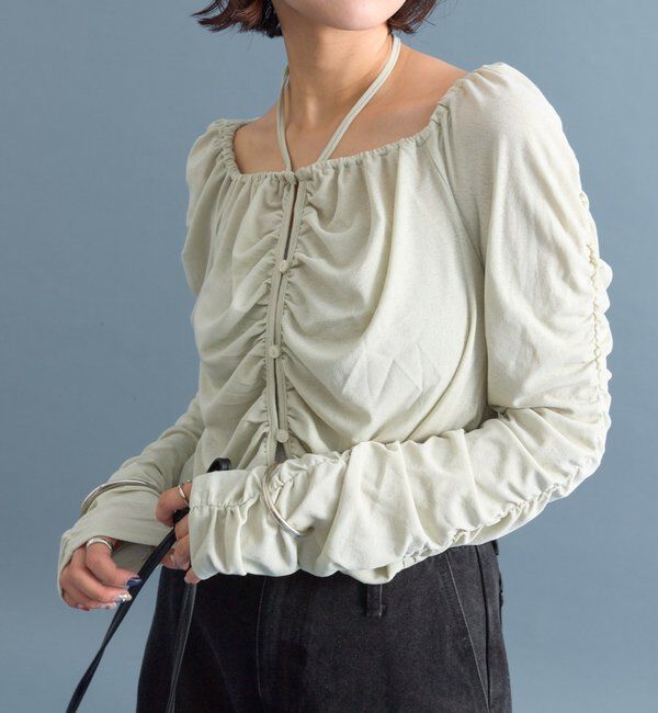  「スクエアネック シャーリングカーディガン」|Tシャツ・カットソー|グリーン