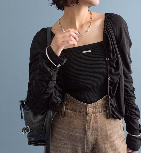  「スクエアネック シャーリングカーディガン」|Tシャツ・カットソー|